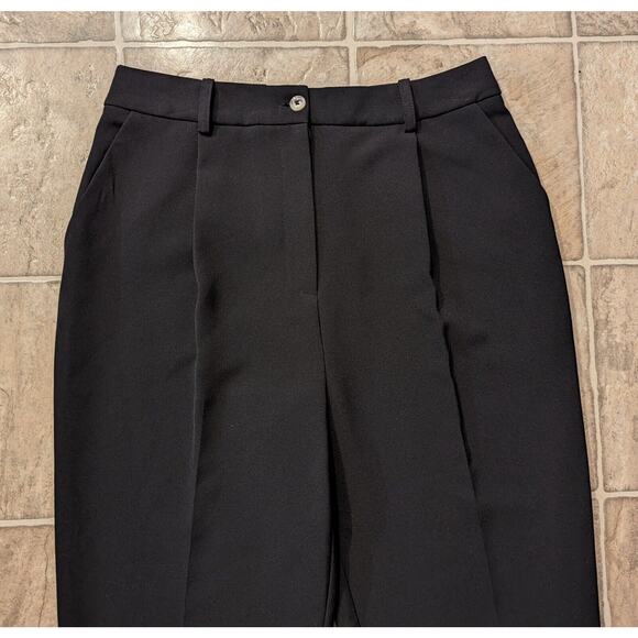 New Topshop sz 6 Pleated Pants office work slacks black ankle high rise L4 - Picture 3 of 6